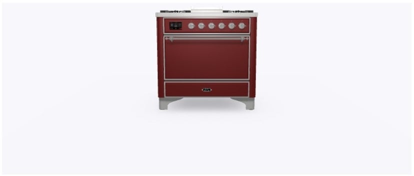 Ilve UM09FDQNS3BUC 36" Dual Fuel Freestanding Range w/ 6 Sealed Burne...