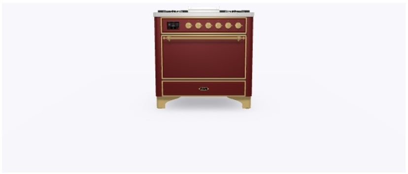 Ilve UM09FDQNS3BUGLP 36" Dual Fuel Freestanding Range w/ 6 Sealed Burne...