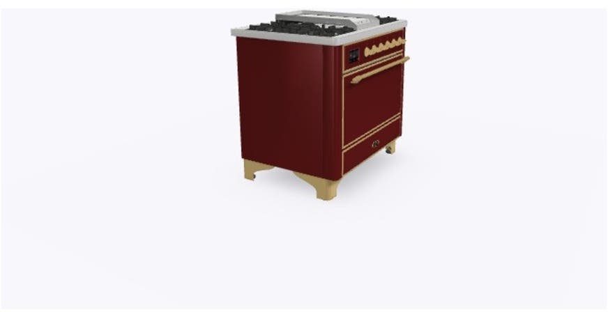 Ilve UM09FDQNS3BUGLP Liquid Propane In Burgundy W/ Brass Trim