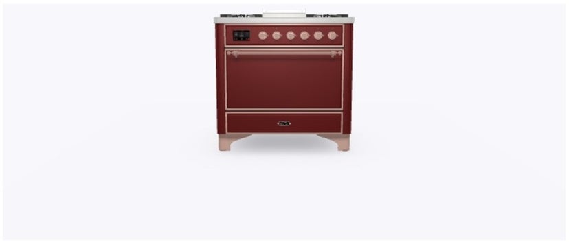 Ilve UM09FDQNS3BUPLP 36" Dual Fuel Freestanding Range w/ 6 Sealed Burne...