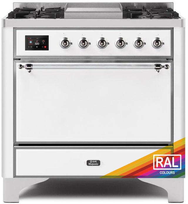 Ilve UM09FDQNS3RACLP 36 Inch Dual Fuel Freestanding Range w/ 6 Sealed B...