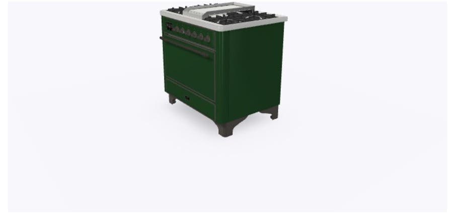 Ilve UM09FDQNS3EGBLP Liquid Propane In Emerald Green W/ Bronze Trim