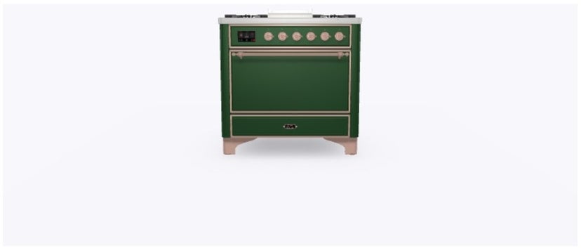 Ilve UM09FDQNS3EGP 36" Dual Fuel Freestanding Range w/ 6 Sealed Burne...