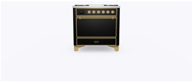 Ilve UM09FDQNS3BKGLP 36" Dual Fuel Freestanding Range w/ 6 Sealed Burne...