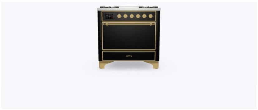 Ilve UM09FDQNS3BKGLP 36" Dual Fuel Freestanding Range w/ 6 Sealed Burne...