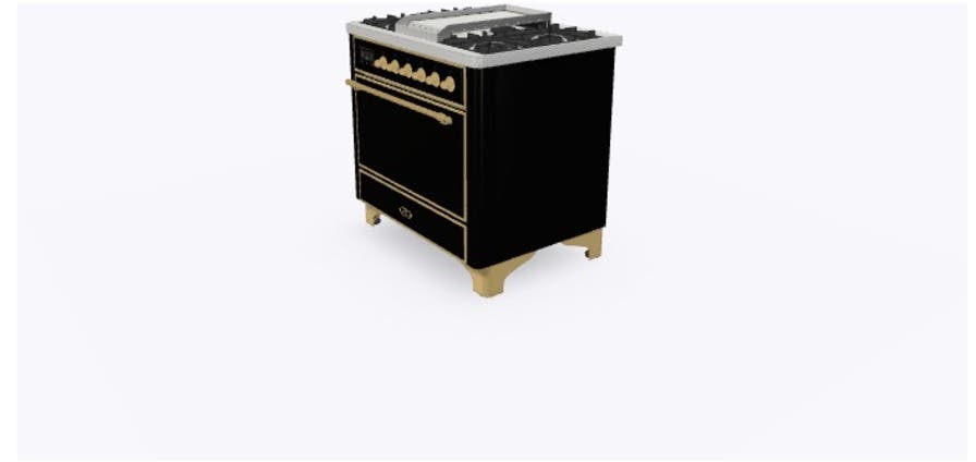 Ilve UM09FDQNS3BKG Natural Gas In Glossy Black W/ Brass Trim
