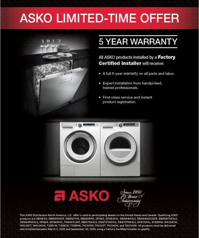 Asko T611VUW 24 Inch Freestanding Front Load Electric Dryer wit...