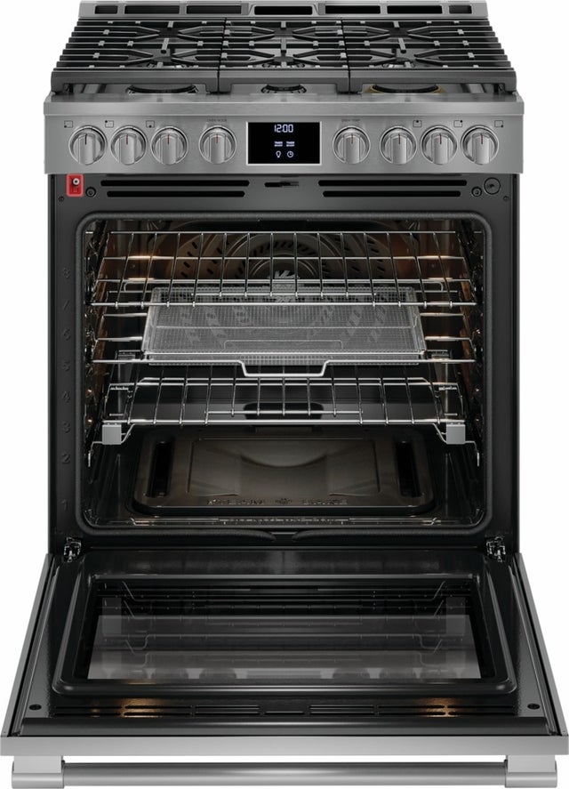 Frigidaire PCFG3080AF 30 Inch Slide-In Gas Range with 6 Sealed Burners, ...