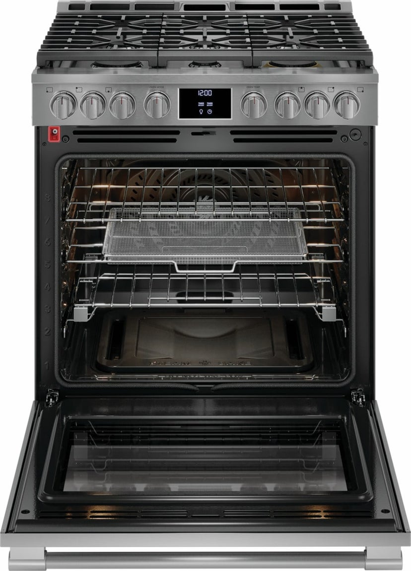 Frigidaire PCFG3080AF 30 Inch Slide-In Gas Range with 6 Sealed Burners, ...