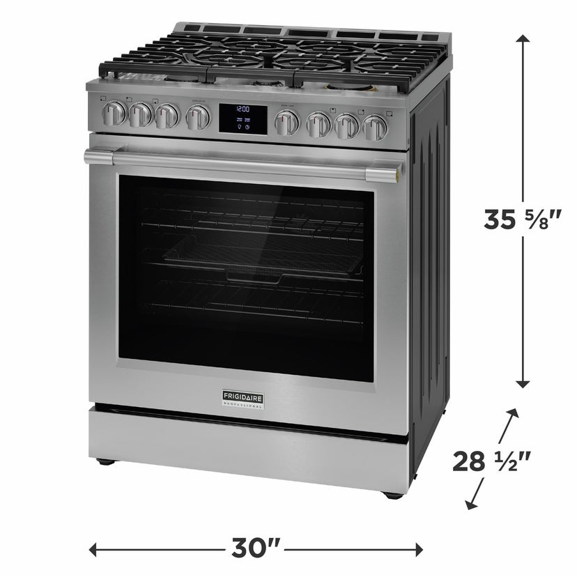 Frigidaire PCFG3080AF 30 Inch Slide-In Gas Range with 6 Sealed Burners, ...