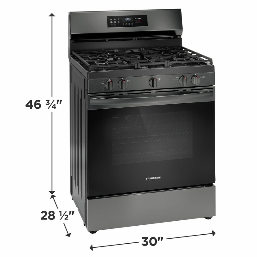 Frigidaire FCRG3083AD 30" Gas Range with Air Fry: Black Stainless Steel