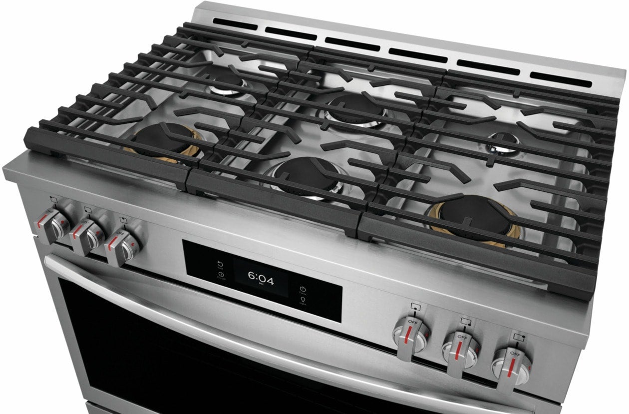 Frigidaire GCFD3661AF 36 Inch Freestanding Dual Fuel Range Smudge