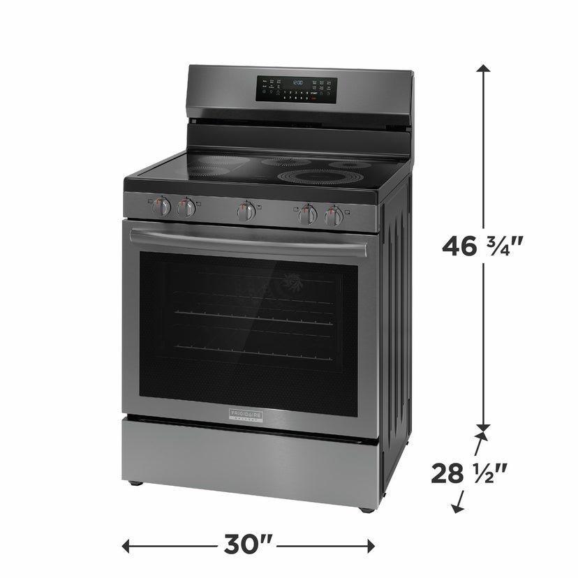 Frigidaire GCRE3060BD 30" Rear Control Gas Range with Total Convection: ...