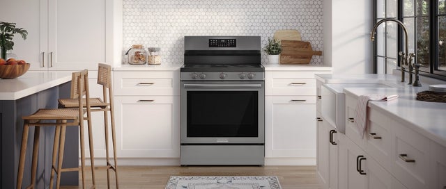 Frigidaire GCRE3060BD 30" Rear Control Gas Range with Total Convection: ...