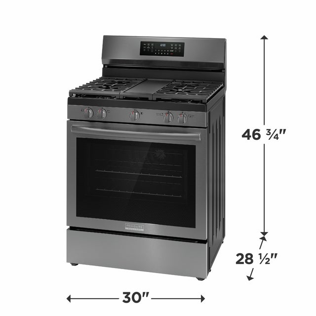 Frigidaire GCRG3060BD 30" Gas Range with No Preheat + Air Fry: Black Sta...