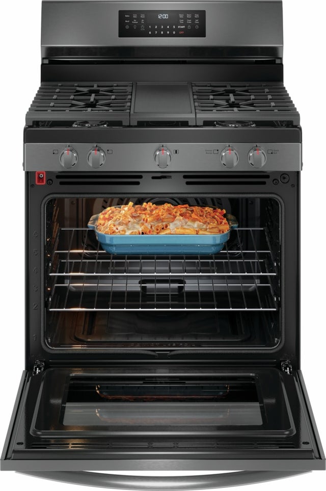 Frigidaire GCRG3060BD 30" Gas Range with No Preheat + Air Fry: Black Sta...