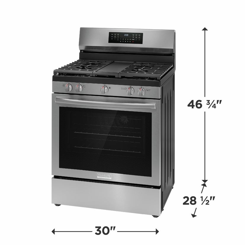 Frigidaire GCRG3060BF 30" Rear Control Gas Range with Total Convection: ...