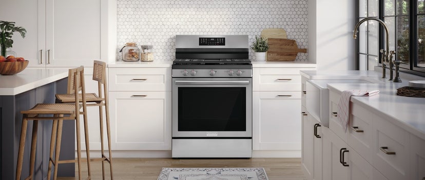 Frigidaire GCRG3060BF 30" Rear Control Gas Range with Total Convection: ...