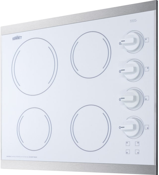 Summit CRS426WH 24 Inch Radiant Trim Electric Cooktop with 4 Burne...