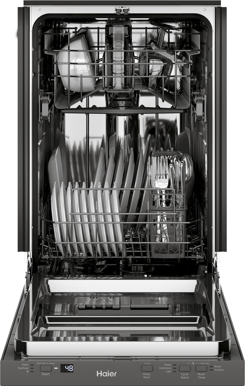 Haier QDT125SSLSS 18 Inch Built-In Pocket Handle Dishwasher with 8 P...