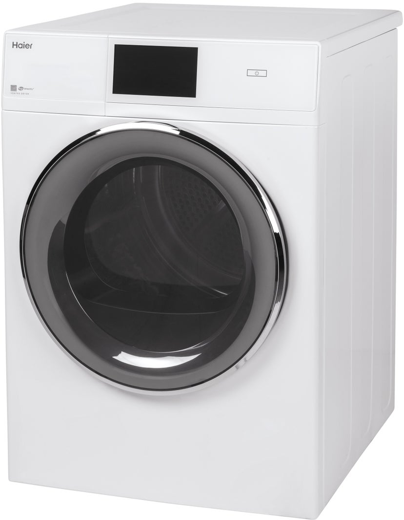 Haier QFD15ESSNWW 24 Inch Front Load Smart Electric Dryer with 16 Dr...