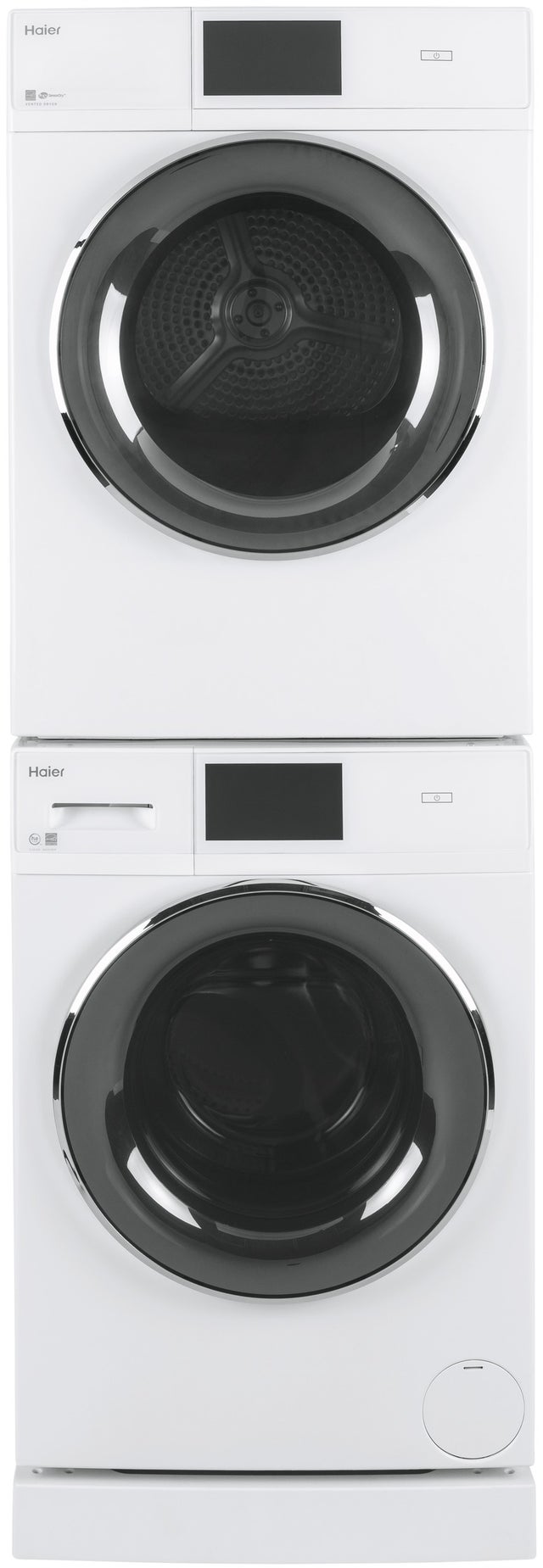 Haier QFD15ESSNWW 24 Inch Front Load Smart Electric Dryer with 16 Dr...