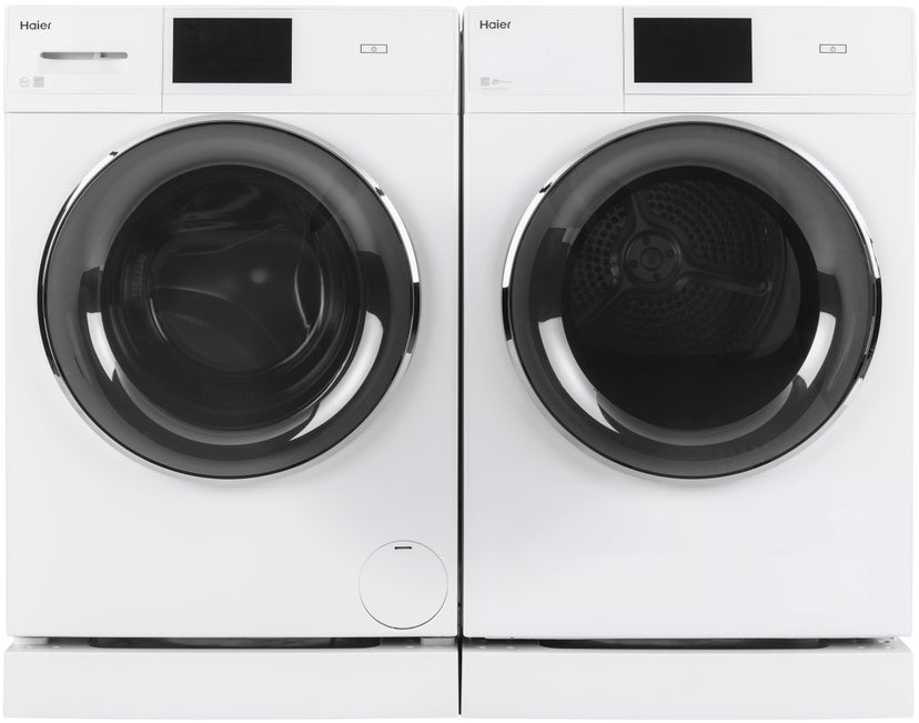 Haier QFD15ESSNWW 24 Inch Front Load Smart Electric Dryer with 16 Dr...