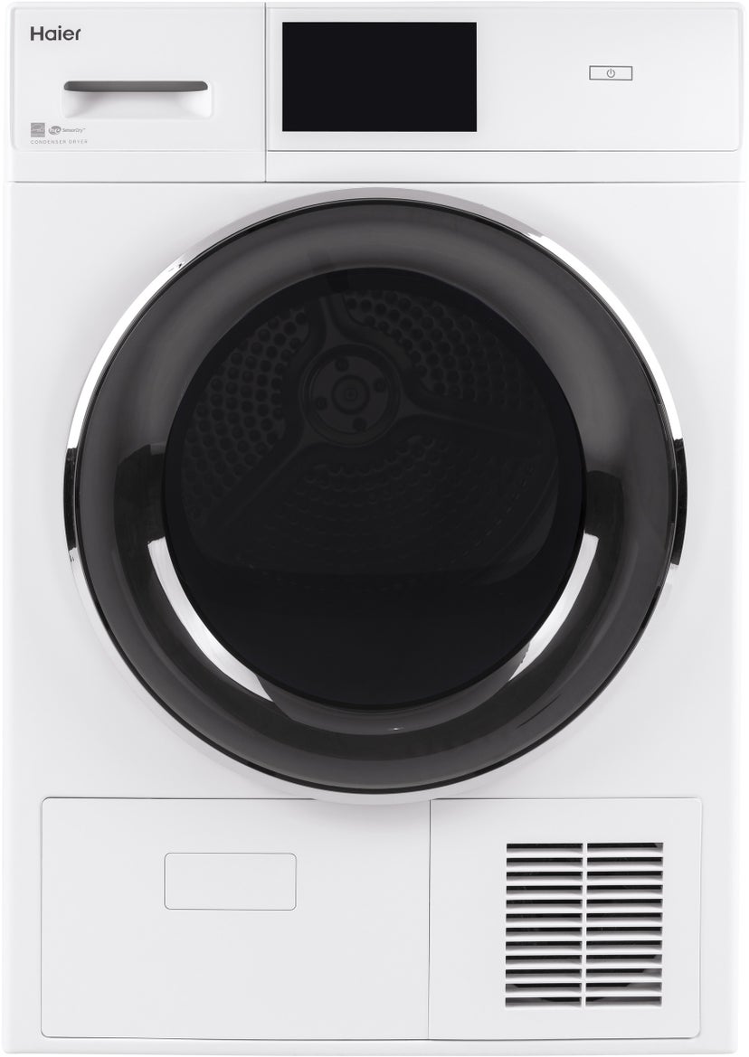 Haier QFT15ESSNWW 24 Inch Front Load Smart Electric Dryer with 16 Dr...