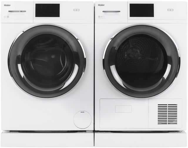 Haier QFT15ESSNWW 24 Inch Front Load Smart Electric Dryer with 16 Dr...