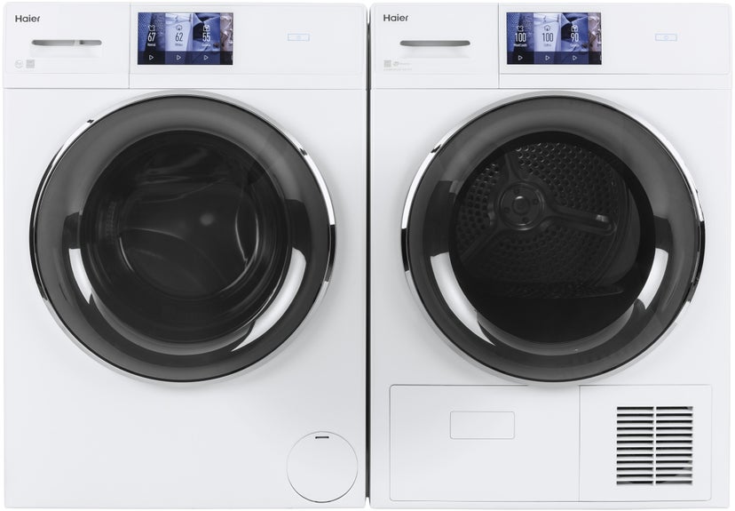 Haier QFT15ESSNWW 24 Inch Front Load Smart Electric Dryer with 16 Dr...