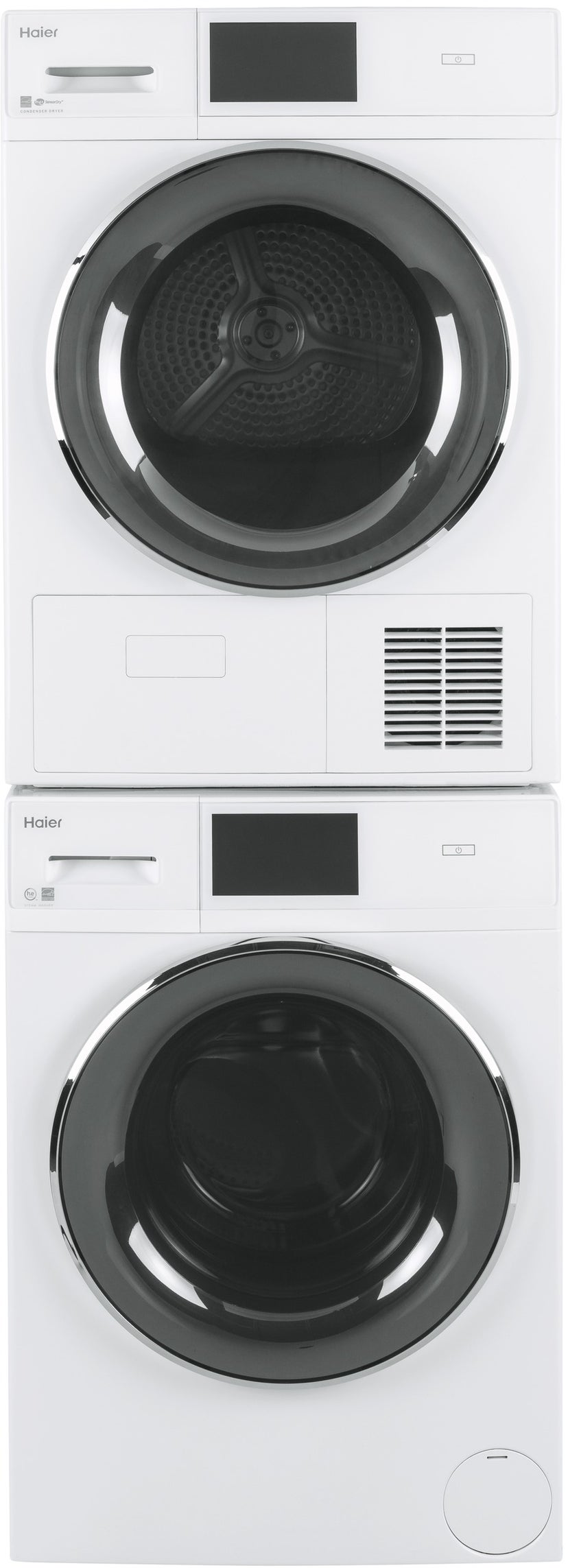 Haier QFT15ESSNWW 24 Inch Front Load Smart Electric Dryer with 16 Dr...