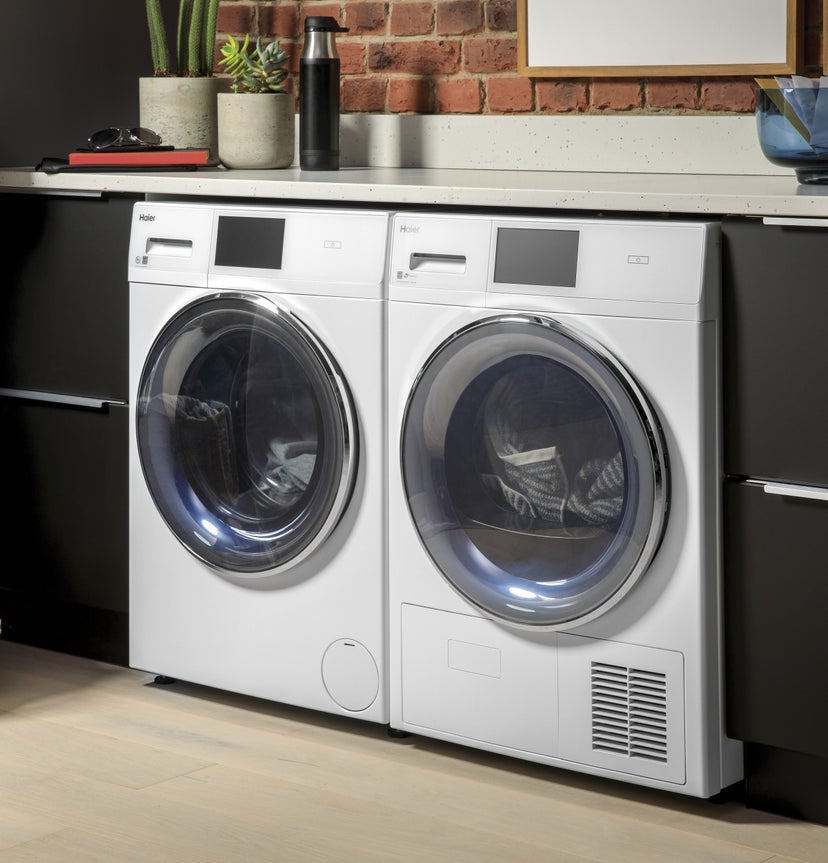 Haier QFW150SSNWW 24 Inch Smart Front Load Washer with 16 Wash Cycle...