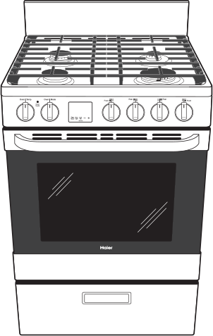 Haier QGAS740RMSS 24 Inch Freestanding Gas Range with 4 Sealed Burne...