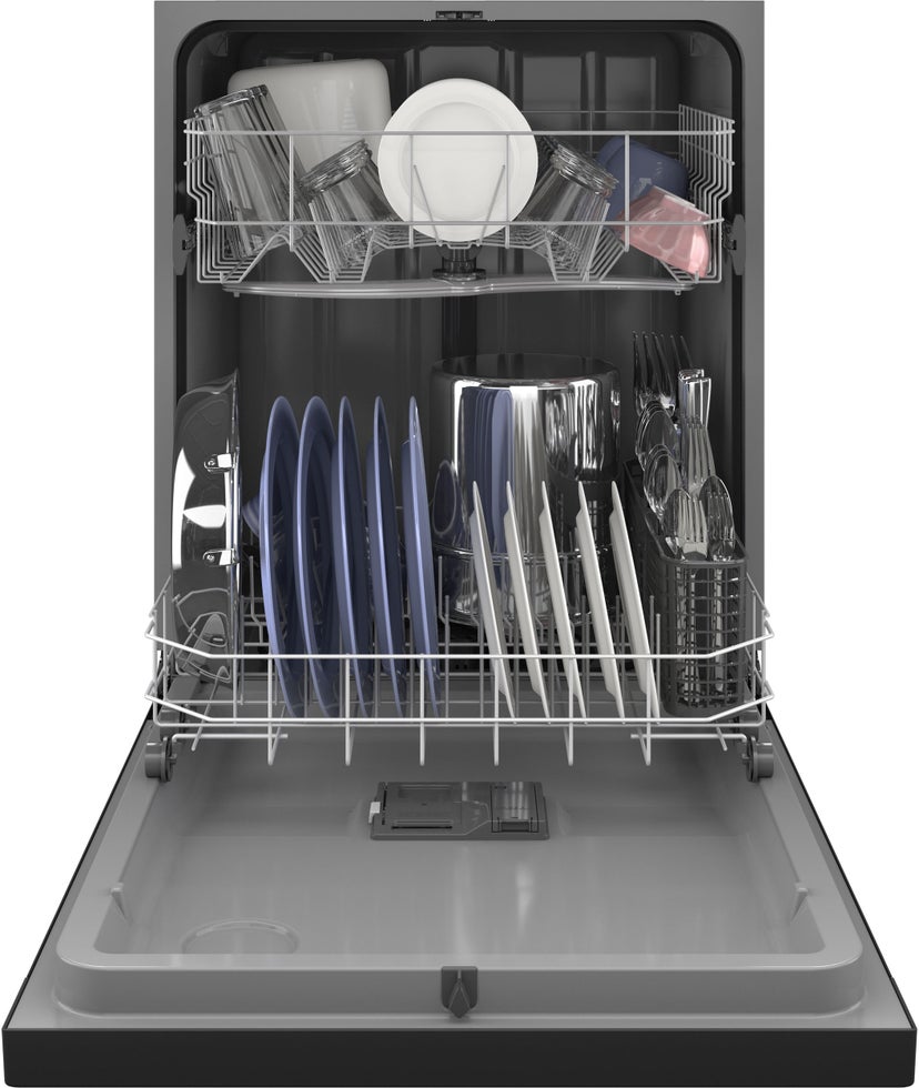 Hotpoint HDF310PGRBB 24 Inch Built-In Dishwasher with 2 Wash Cycles: Bl...