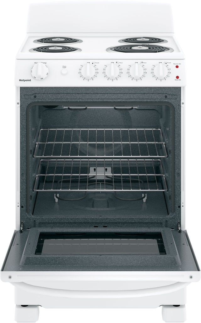 Hotpoint RAS240DMWW 24 Inch Freestanding Electric Range with 4 Coil El...