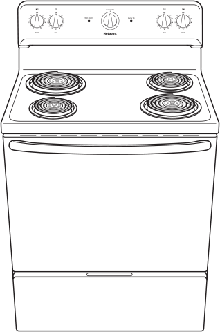 Hotpoint RBS160DMBB 30 Inch Freestanding Electric Range with 4 Coil El...