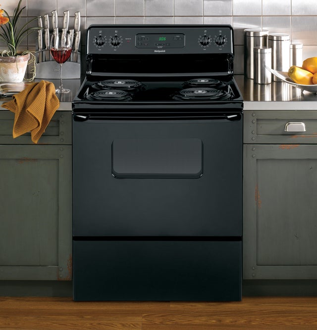 Hotpoint RBS360DMBB 30 Inch Freestanding Electric Range with 4 Coil El...