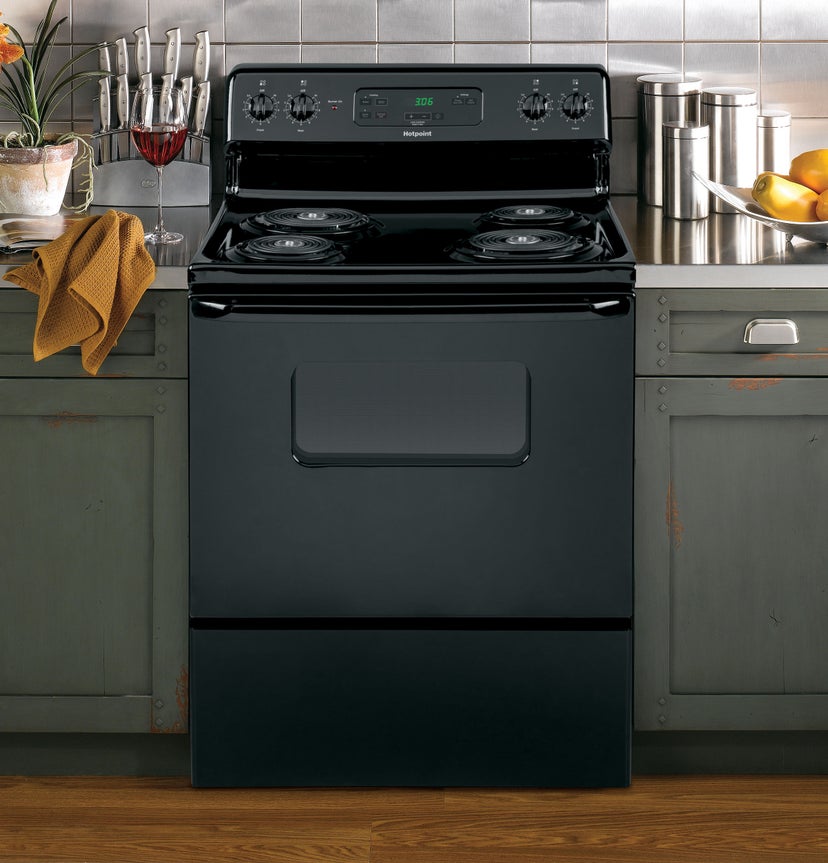 Hotpoint RBS360DMBB 30 Inch Freestanding Electric Range with 4 Coil El...