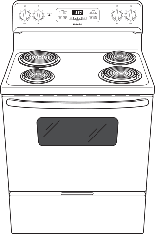 Hotpoint RBS360DMBB 30 Inch Freestanding Electric Range with 4 Coil El...