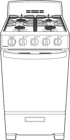 Hotpoint RGAS200DMWW 20 Inch Freestanding Gas Range with 4 Sealed Burne...