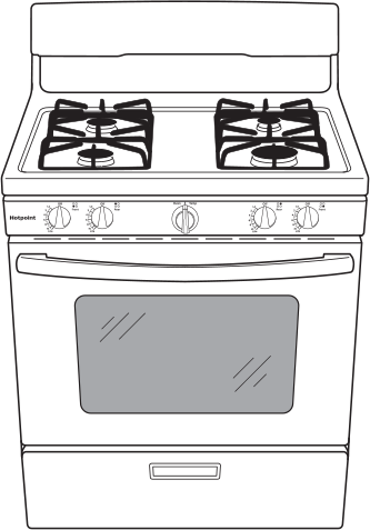 Hotpoint RGBS200DMWW 30 Inch Freestanding Gas Range with 4 Sealed Burne...