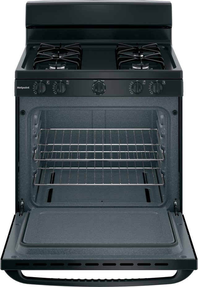 Hotpoint RGBS300DMBB 30 Inch Freestanding Gas Range with 4 Sealed Burne...