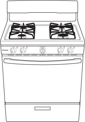 Hotpoint RGBS300DMBB 30 Inch Freestanding Gas Range with 4 Sealed Burne...