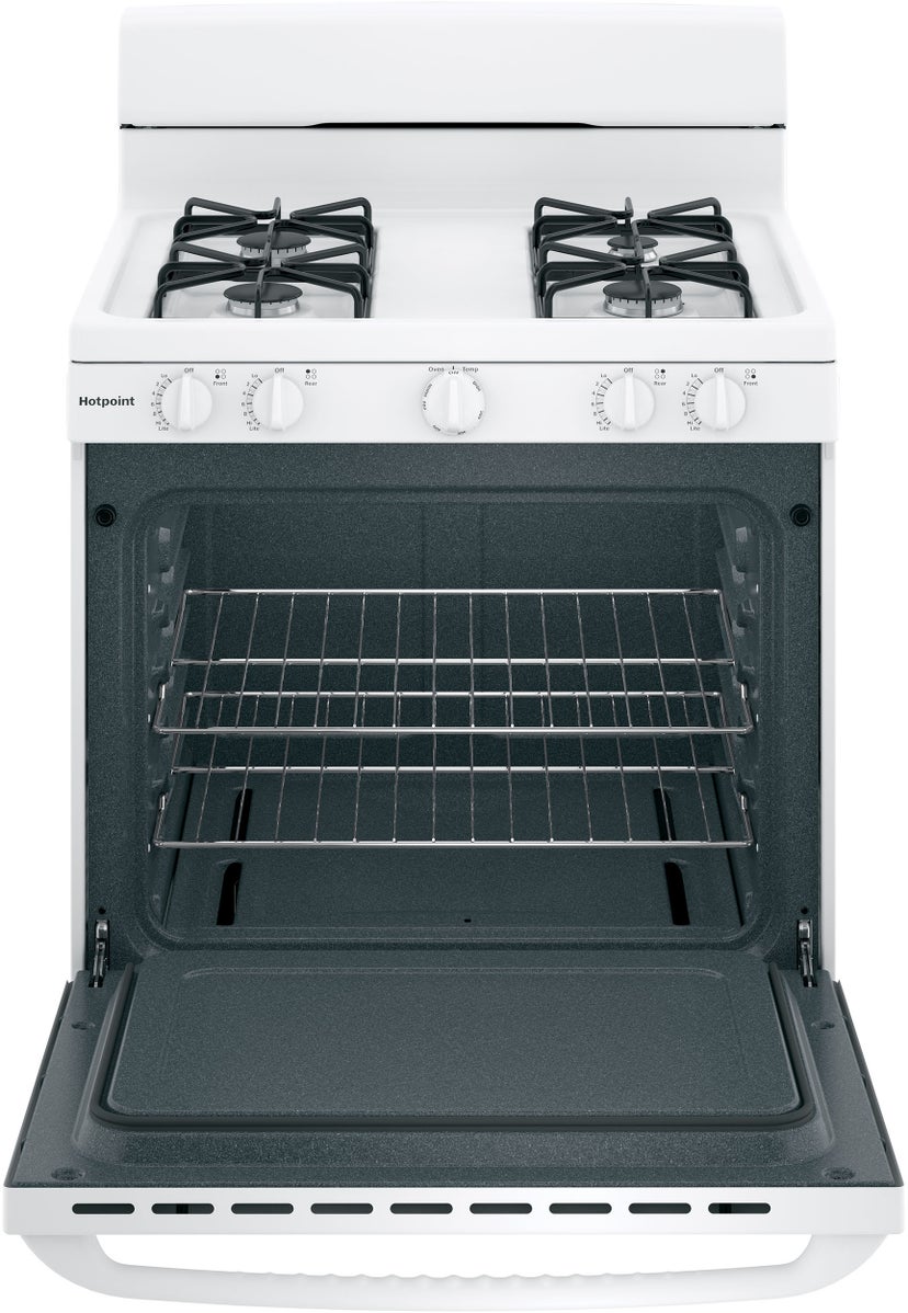 Hotpoint RGBS300DMWW 30 Inch Freestanding Gas Range with 4 Sealed Burne...