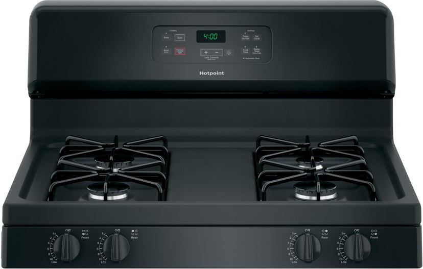 Hotpoint RGBS400DMBB 30 Inch Freestanding Gas Range with 4 Sealed Burne...