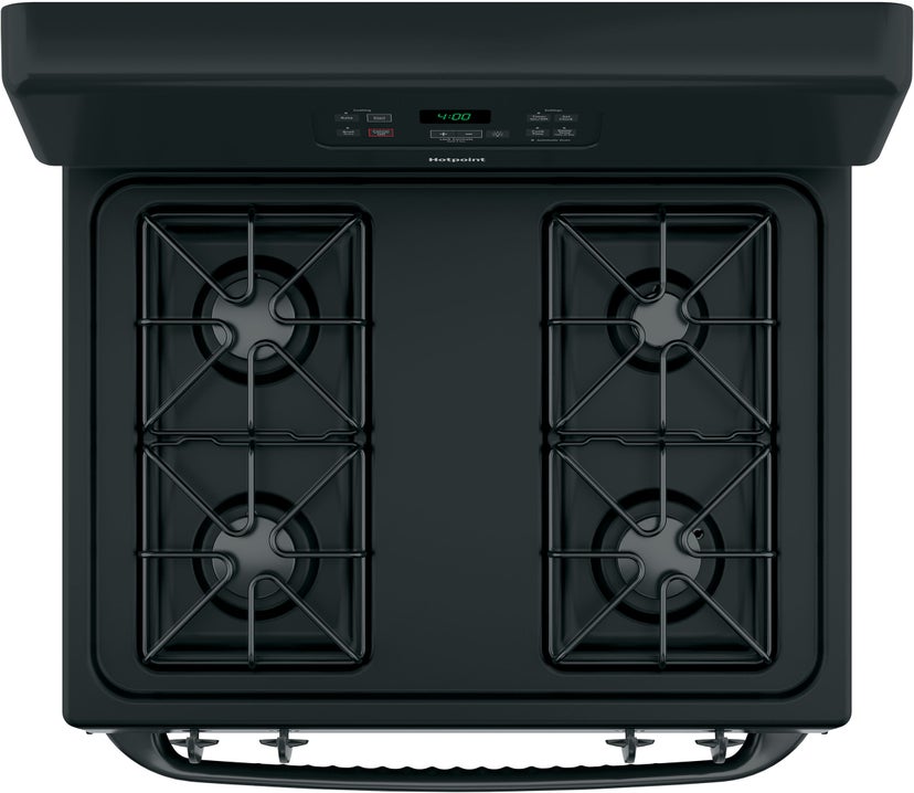 Hotpoint RGBS400DMBB 30 Inch Freestanding Gas Range with 4 Sealed Burne...