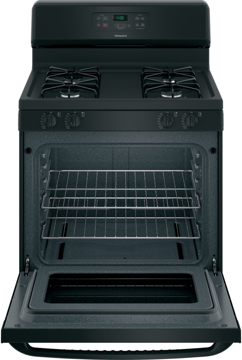 Hotpoint RGBS400DMBB 30 Inch Freestanding Gas Range with 4 Sealed Burne...