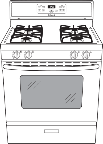 Hotpoint RGBS400DMBB 30 Inch Freestanding Gas Range with 4 Sealed Burne...