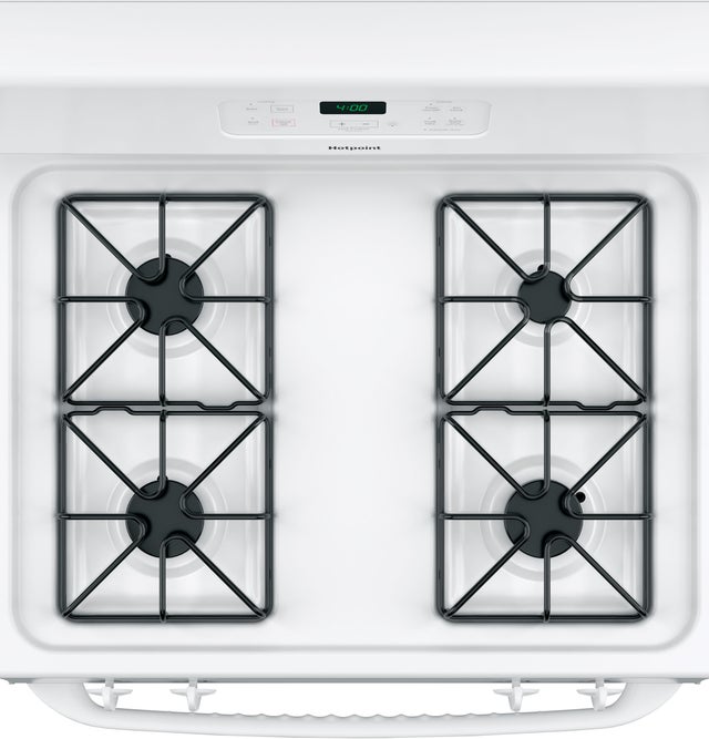 Hotpoint RGBS400DMWW 30 Inch Freestanding Gas Range with 4 Sealed Burne...