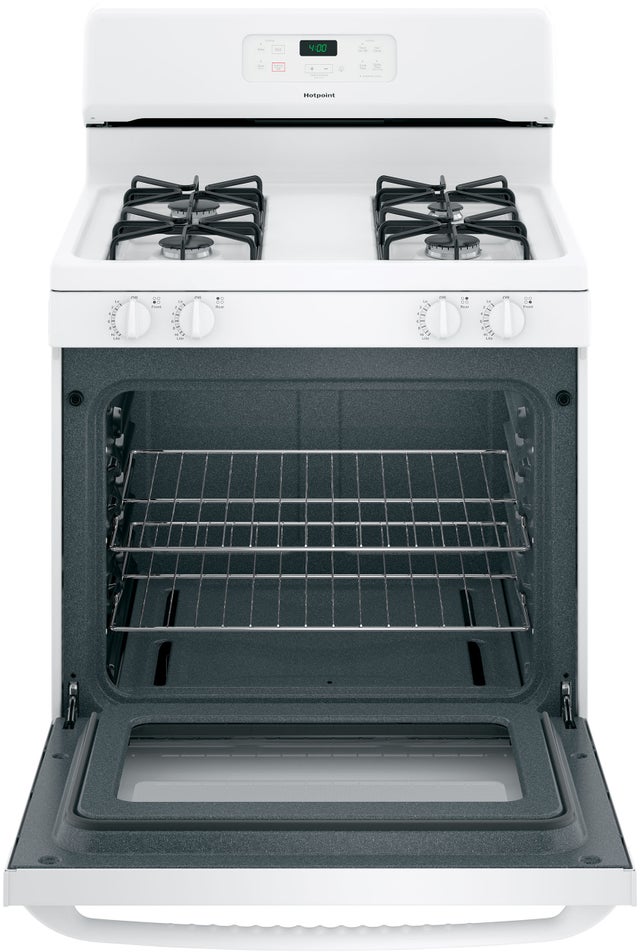 Hotpoint RGBS400DMWW 30 Inch Freestanding Gas Range with 4 Sealed Burne...